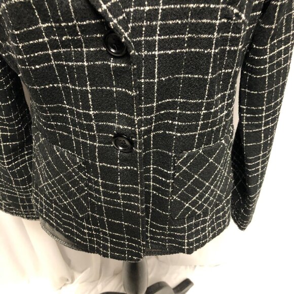Studio Y Jacket Womens Size 9 - 10 Black White Plaid Lined Pockets Blazer Career - Picture 3 of 7